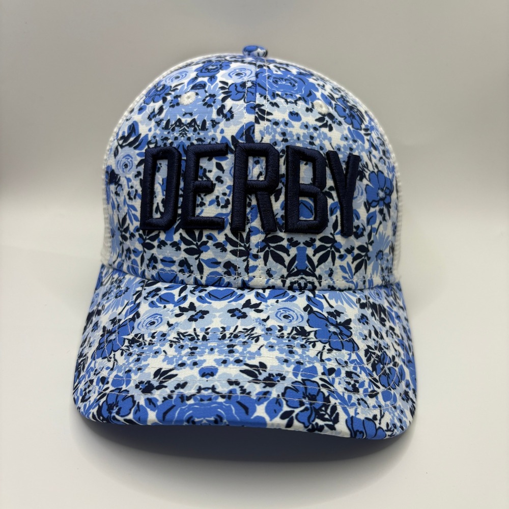 Vineyard Vines Kentucky Derby Floral Trucker Hat Blue White Mesh Snapback Cap